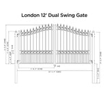 Aleko Steel Dual Swing Driveway Gate - LONDON Style - 12 x 6 Feet