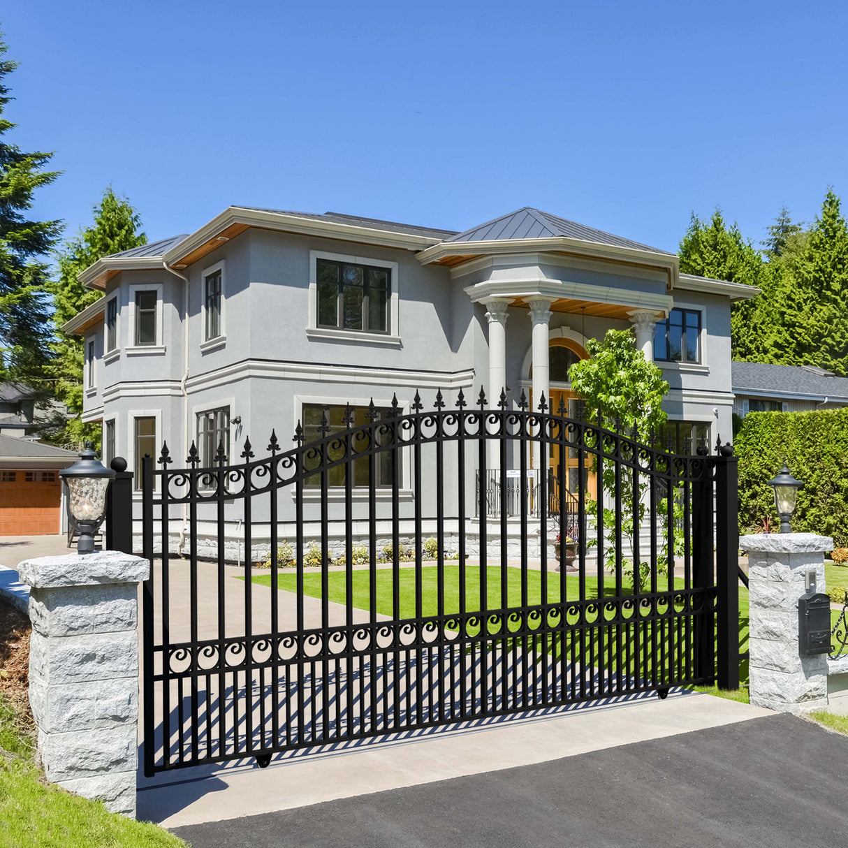 Aleko Steel Sliding Driveway Gate - LONDON Style - 12 x 6 Feet