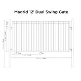 Aleko Steel Dual Swing Driveway Gate - MADRID Style - 12 x 6 Feet