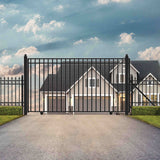Aleko Automated Steel Sliding Driveway Gate and Gate Opener Complete Kit – MADRID Style – 12 x 6 Feet