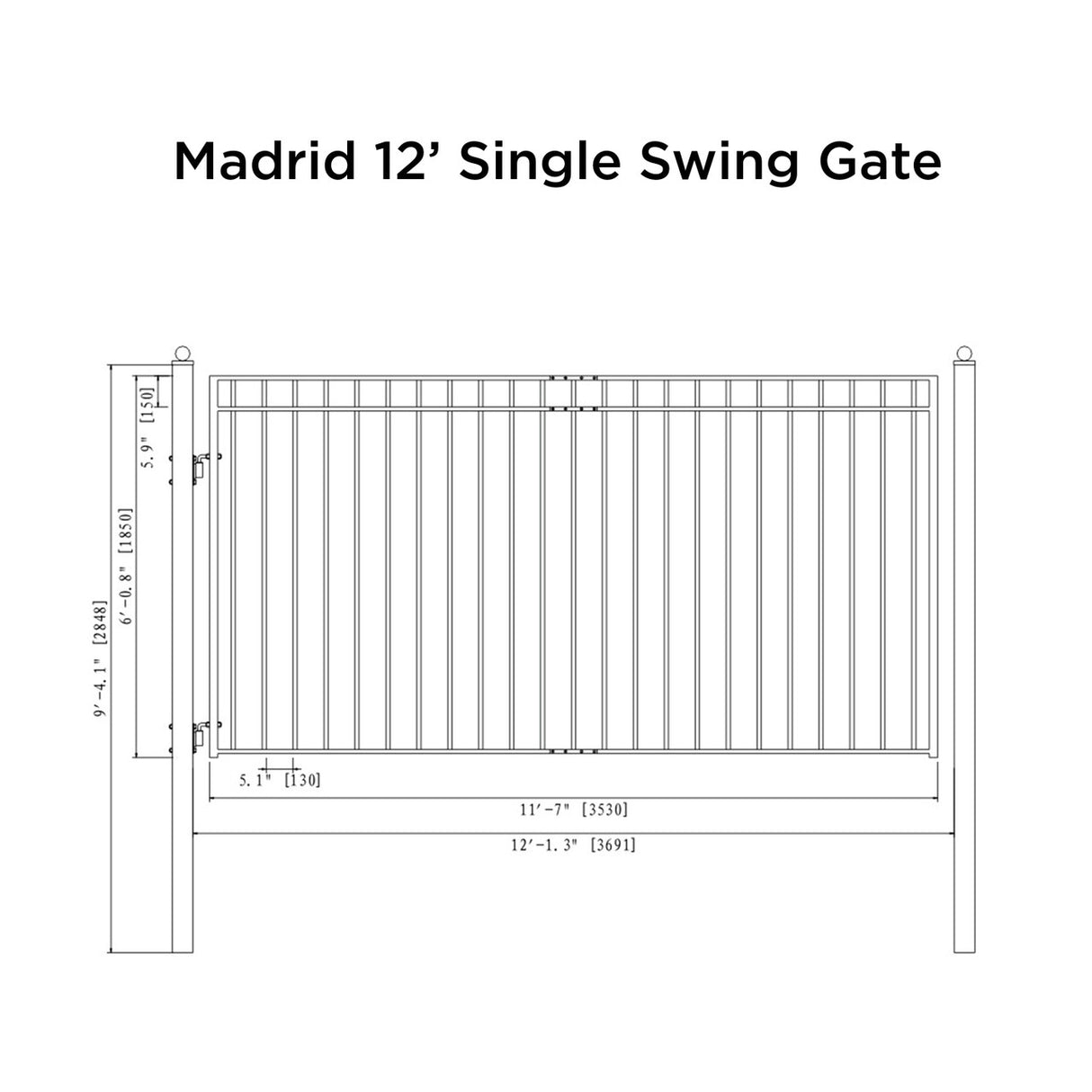 Aleko Steel Single Swing Driveway Gate - MADRID Style - 12 x 6 Feet
