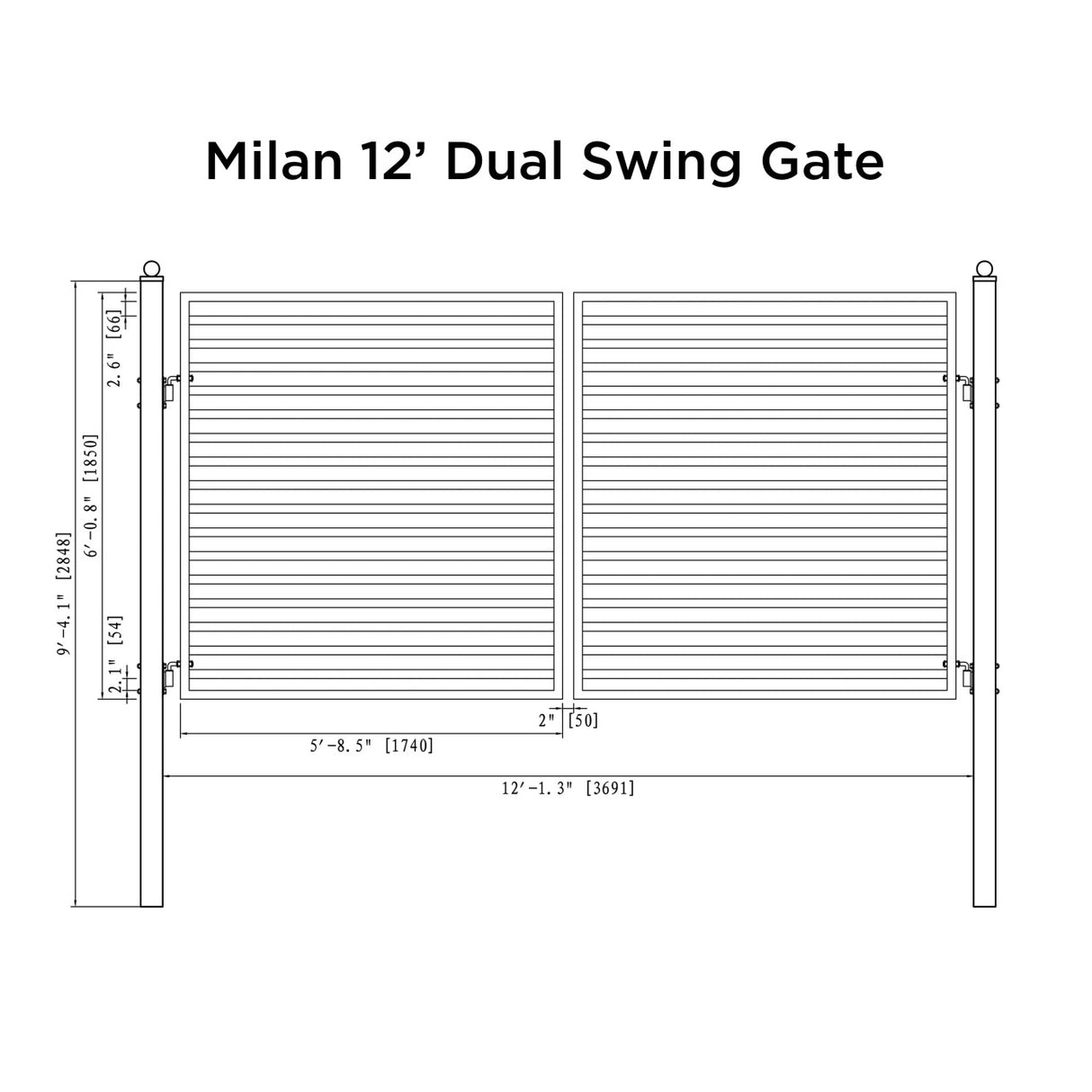 Aleko Steel Dual Swing Driveway Gate - MILAN Style - 12 x 6 Feet