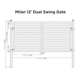 Aleko Steel Dual Swing Driveway Gate - MILAN Style - 12 x 6 Feet