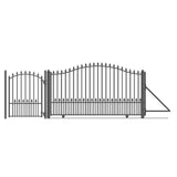 Aleko Steel Sliding Driveway Gate - 12 ft with Pedestrian Gate - 5 ft - MUNICH Style