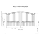 Aleko Steel Dual Swing Driveway Gate - PARIS Style - 12 x 6 Feet