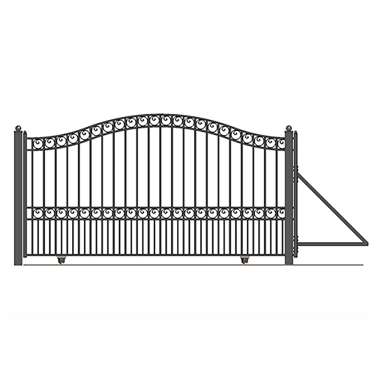 Aleko Steel Sliding Driveway Gate - 12 ft with Pedestrian Gate - 5 ft - PARIS Style