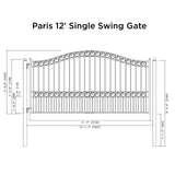 Aleko Steel Single Swing Driveway Gate - PARIS Style - 12 x 6 Feet