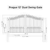 Aleko Steel Dual Swing Driveway Gate - PRAGUE Style - 12 x 6 Feet