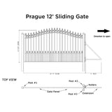 Aleko Steel Sliding Driveway Gate - PRAGUE Style - 12 x 6 Feet