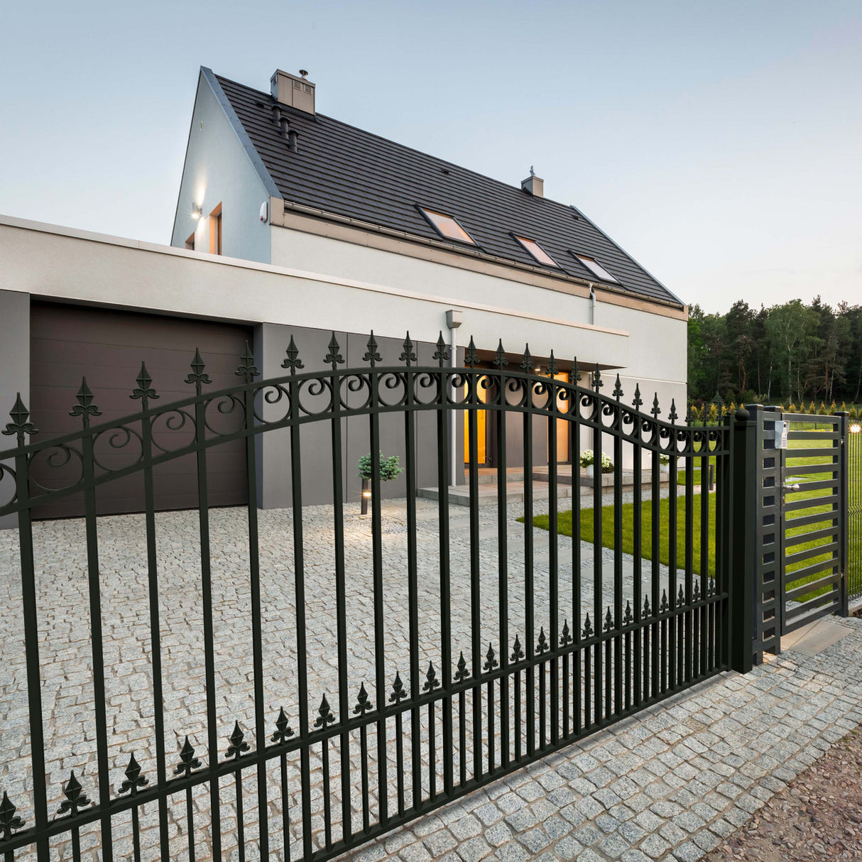 Aleko Steel Single Swing Driveway Gate - PRAGUE Style - 12 x 6 Feet