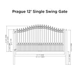 Aleko Steel Single Swing Driveway Gate - PRAGUE Style - 12 x 6 Feet