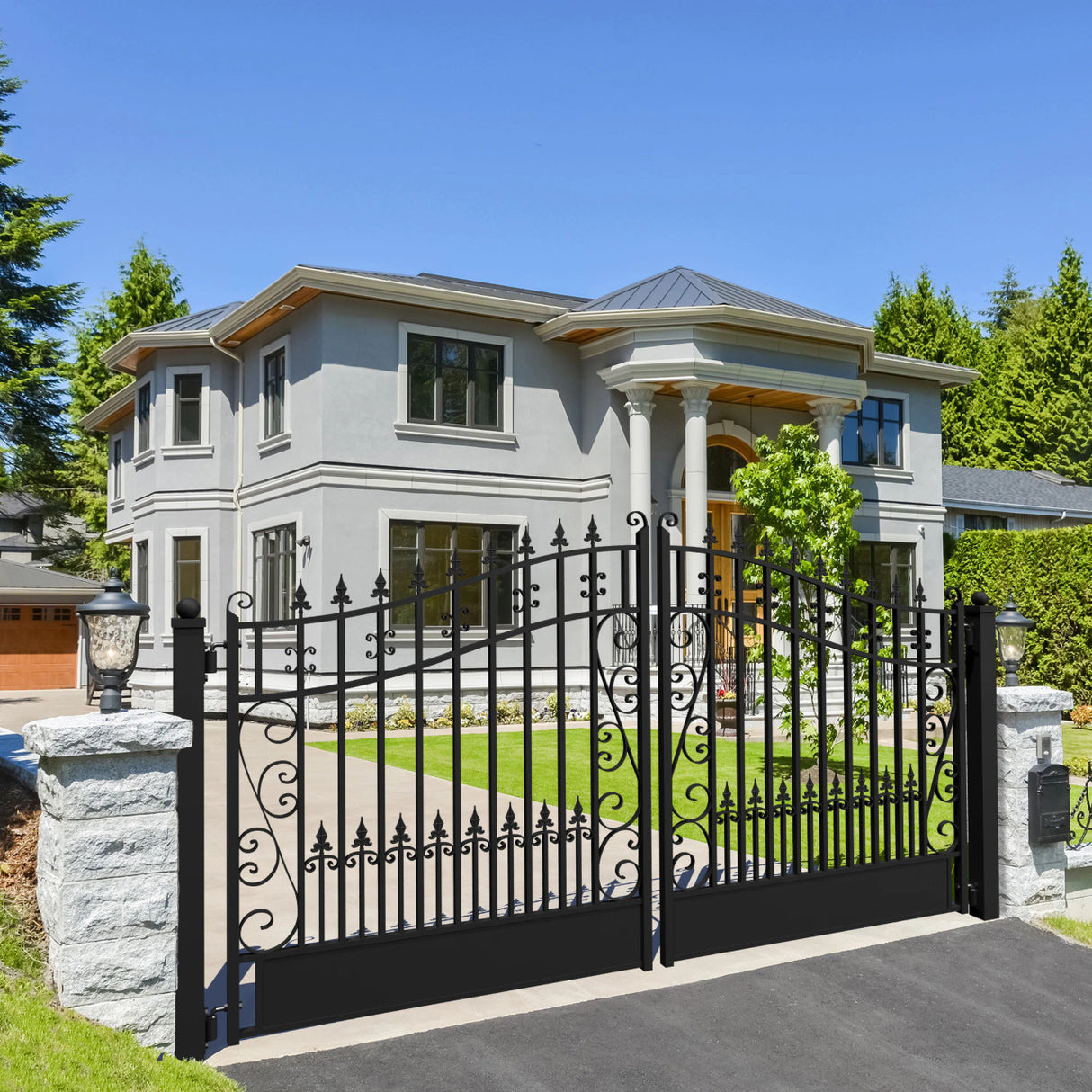 Aleko Steel Dual Swing Driveway Gate - VENICE Style - 12 x 6 Feet