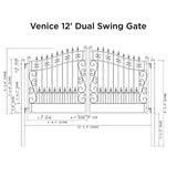 Aleko Steel Dual Swing Driveway Gate - VENICE Style - 12 x 6 Feet