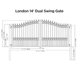 Aleko Steel Dual Swing Driveway Gate - LONDON Style - 14 x 6 Feet