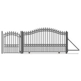 Aleko Steel Sliding Driveway Gate - 14 ft with Pedestrian Gate - 5 ft - LONDON Style