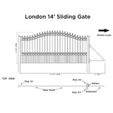 Aleko Steel Sliding Driveway Gate - LONDON Style - 14 x 6 Feet