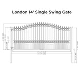 Aleko Steel Single Swing Driveway Gate - LONDON Style - 14 x 6 Feet
