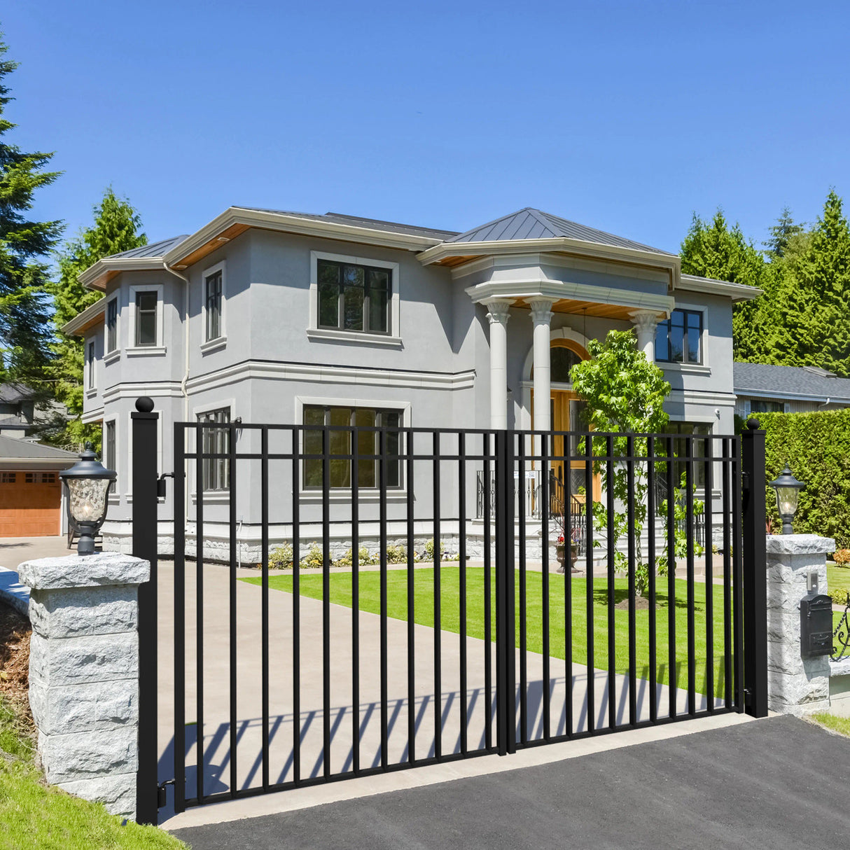 Aleko Steel Dual Swing Driveway Gate - MADRID Style - 14 x 6 Feet