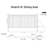 Aleko Single Slide Steel Driveway Gate - MADRID Style - 14 x 6 Feet
