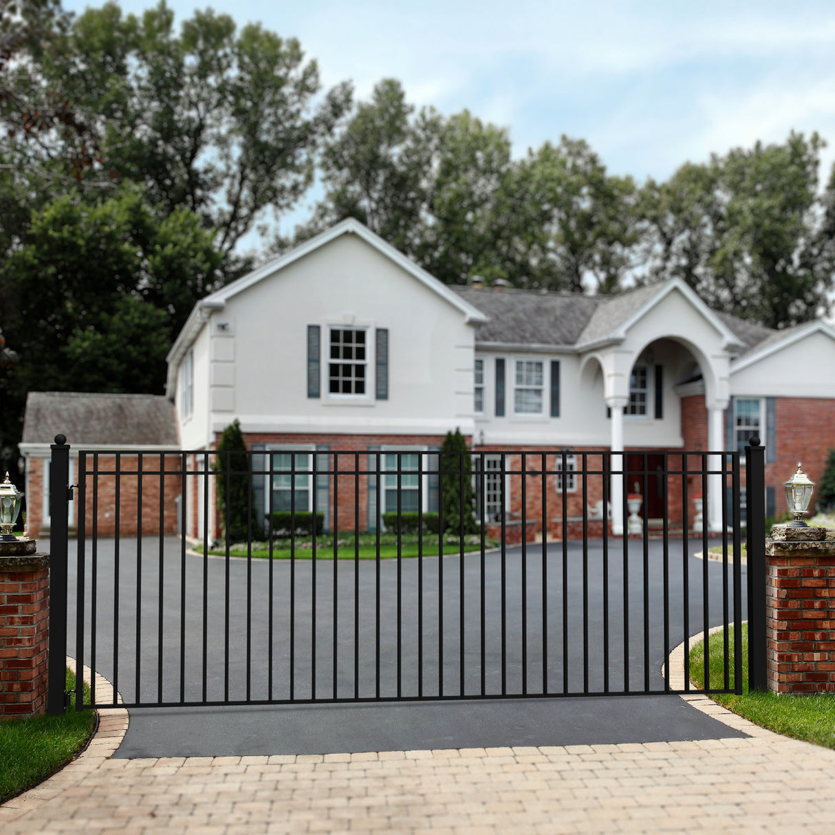 Aleko Steel Single Swing Driveway Gate - MADRID Style - 14 x 6 Feet