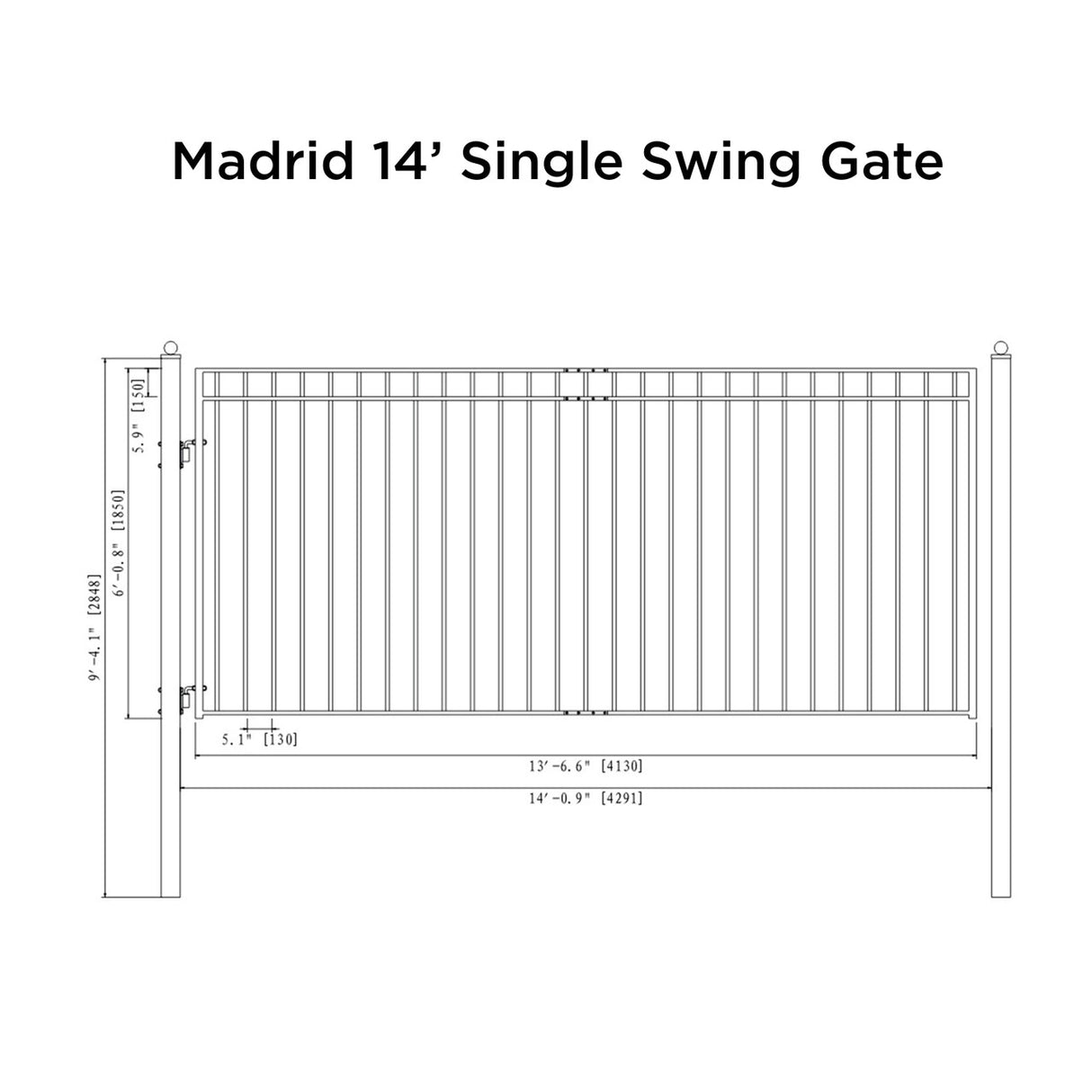Aleko Steel Single Swing Driveway Gate - MADRID Style - 14 x 6 Feet