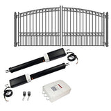Aleko Steel Dual Swing Driveway Gate and Gate Operator Bundle - PARIS Style with GG1300 AC/DC - 14 x 6 Feet