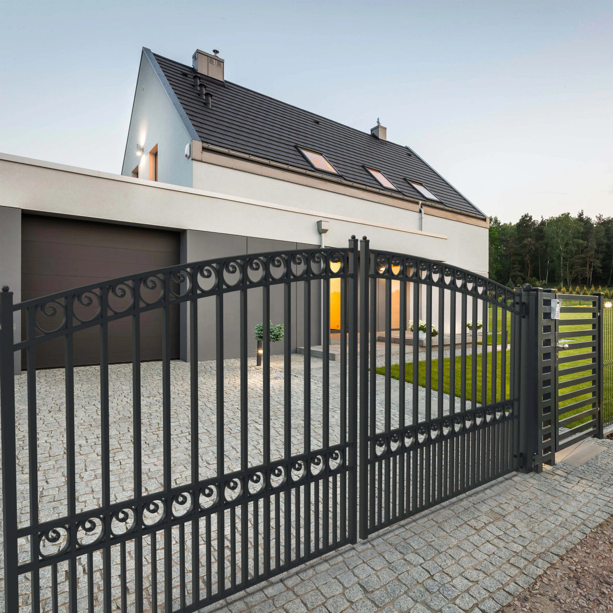 Aleko Steel Dual Swing Driveway Gate - PARIS Style - 14 x 6 Feet