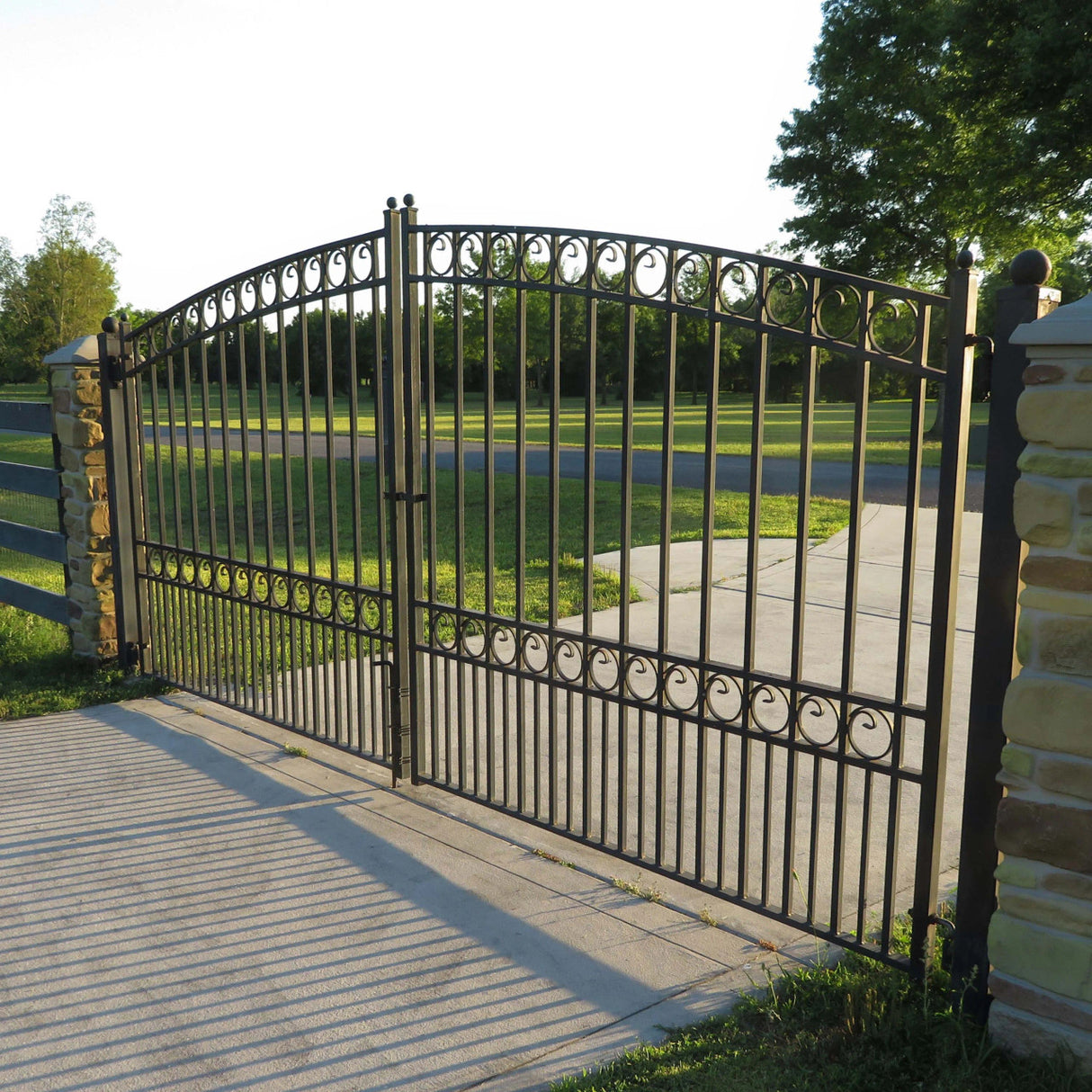 Aleko Steel Dual Swing Driveway Gate - PARIS Style - 14 x 6 Feet