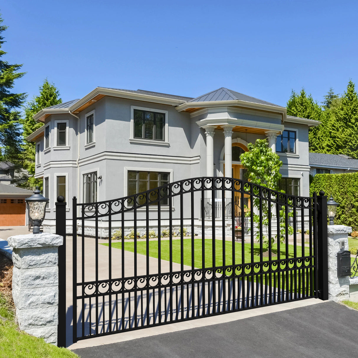 Aleko Steel Single Swing Driveway Gate - PARIS Style - 14 x 6 Feet