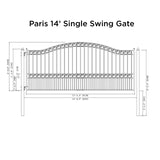 Aleko Steel Single Swing Driveway Gate - PARIS Style - 14 x 6 Feet