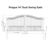 Aleko Steel Dual Swing Driveway Gate - PRAGUE Style - 14 x 6 Feet