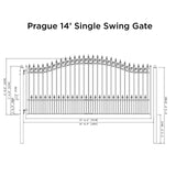 Aleko Steel Single Swing Driveway Gate - PRAGUE Style - 14 x 6 Feet