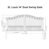 Aleko Steel Dual Swing Driveway Gate - ST.LOUIS Style - 14 x 6 Feet
