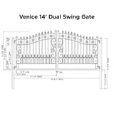 Aleko Steel Dual Swing Driveway Gate - VENICE Style - 14 x 6 Feet