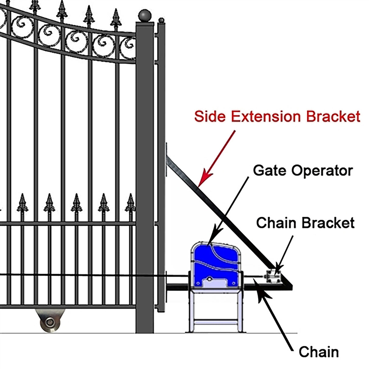 Aleko Steel Sliding Driveway Gate - 16 ft with Pedestrian Gate - 5 ft - DUBLIN Style