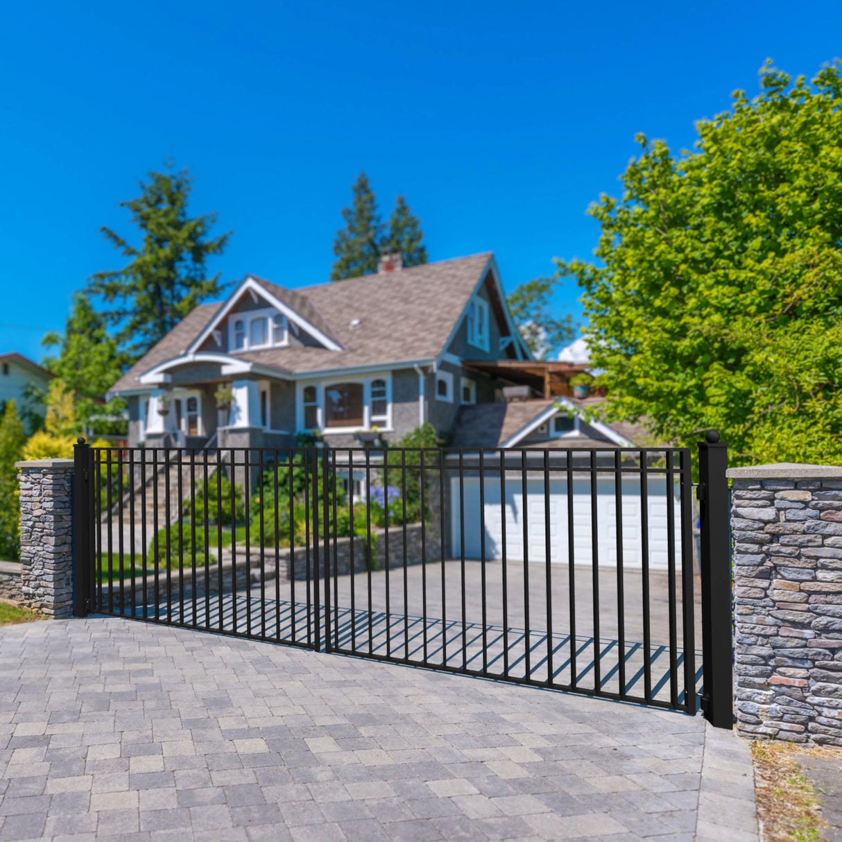 Aleko Steel Dual Swing Driveway Gate - MADRID Style - 16 x 6 Feet