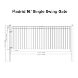 Aleko Steel Single Swing Driveway Gate - MADRID Style - 16 x 6 Feet