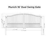 Aleko Steel Dual Swing Driveway Gate - MUNICH Style - 16 x 6 Feet