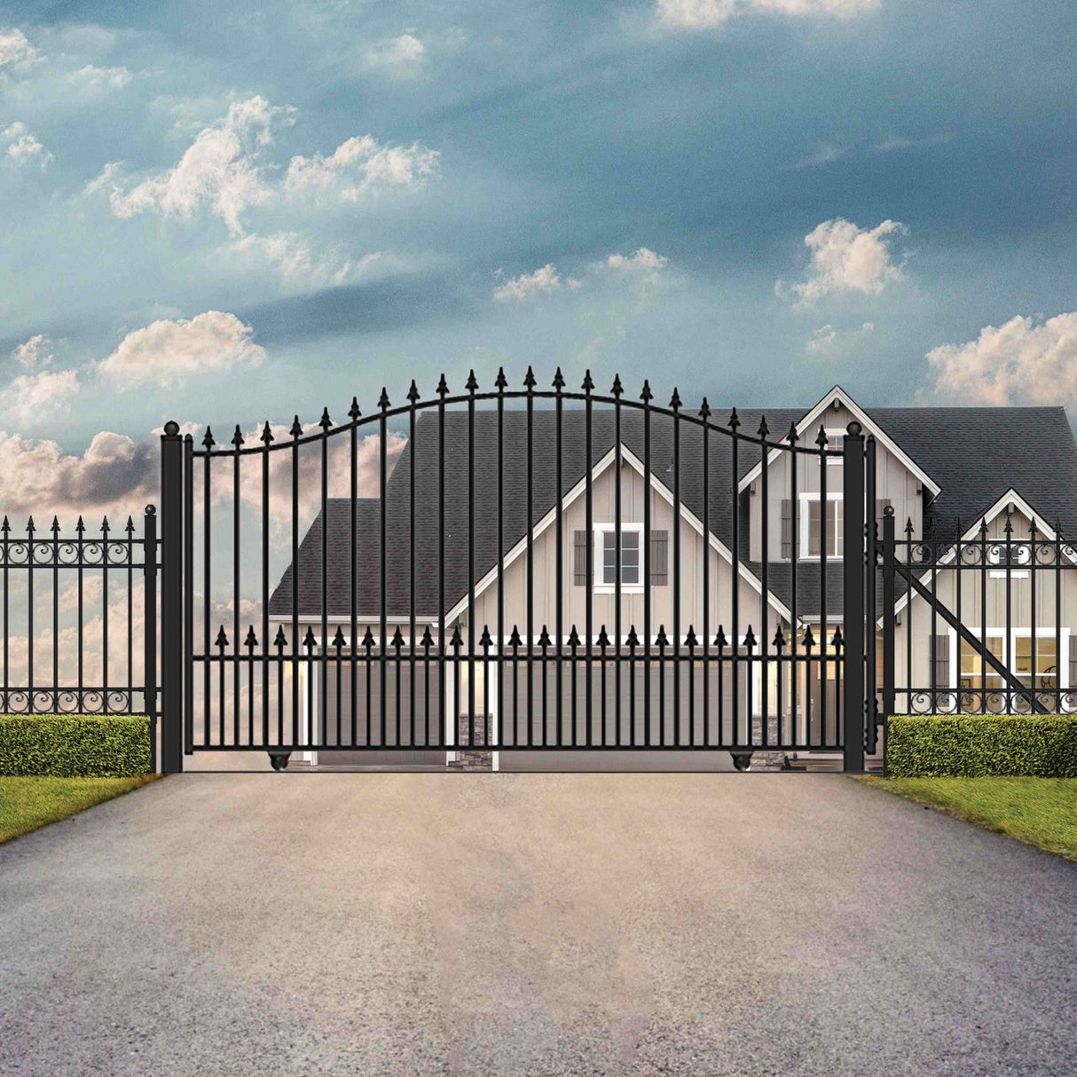 Aleko Automated Steel Sliding Driveway Gate and Gate Opener Complete Kit – MUNICH Style – 16 x 6 Feet