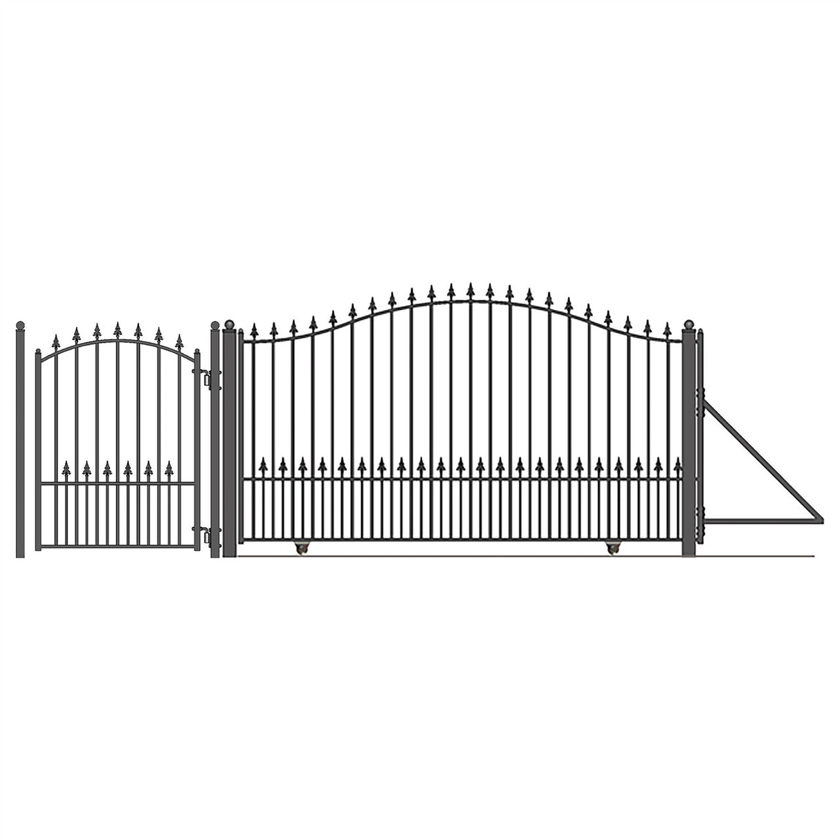 Aleko Steel Sliding Driveway Gate - 16 ft with Pedestrian Gate - 5 ft - MUNICH Style