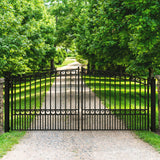 Aleko Steel Dual Swing Driveway Gate - PARIS Style - 16 x 6 Feet