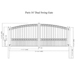 Aleko Steel Dual Swing Driveway Gate - PARIS Style - 16 x 6 Feet