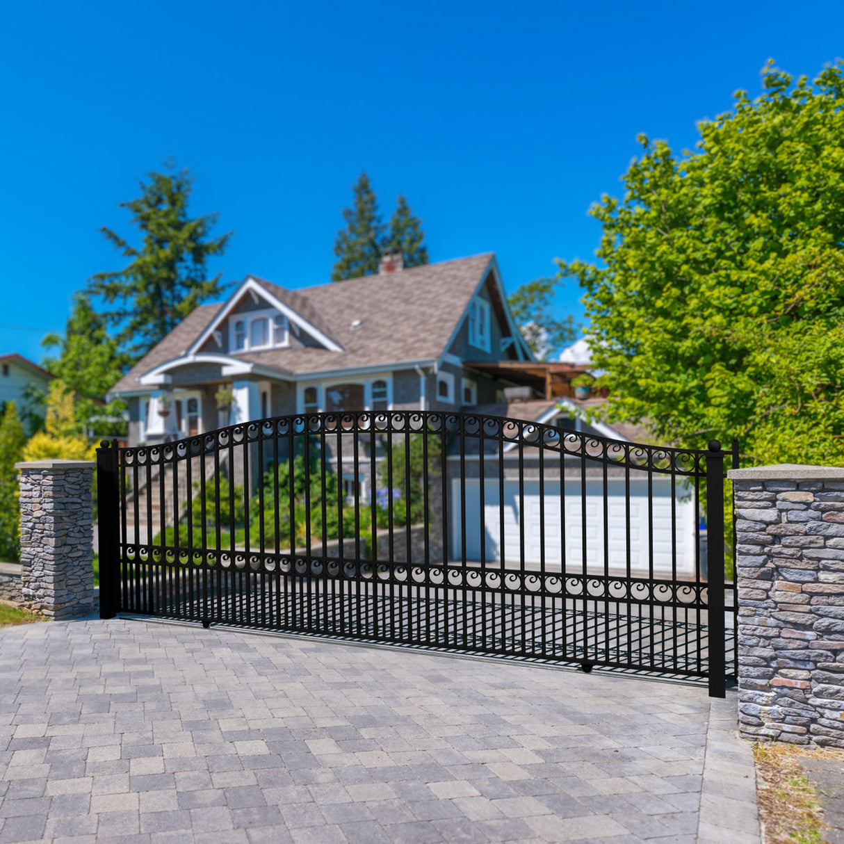 Aleko Steel Sliding Driveway Gate - PARIS Style - 16 x 6 Feet