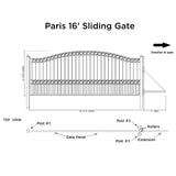 Aleko Steel Sliding Driveway Gate - PARIS Style - 16 x 6 Feet