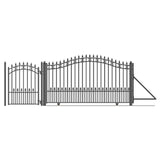 Aleko Steel Sliding Driveway Gate - 16 ft with Pedestrian Gate - 5 ft - ST. LOUIS Style