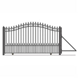 Aleko Steel Sliding Driveway Gate - 16 ft with Pedestrian Gate - 5 ft - ST. LOUIS Style