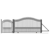 Aleko Steel Sliding Driveway Gate - 18 ft with Pedestrian Gate - 5 ft - LONDON Style