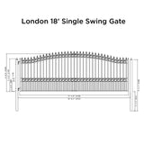 Aleko Steel Single Swing Driveway Gate - LONDON Style - 18 x 6 Feet