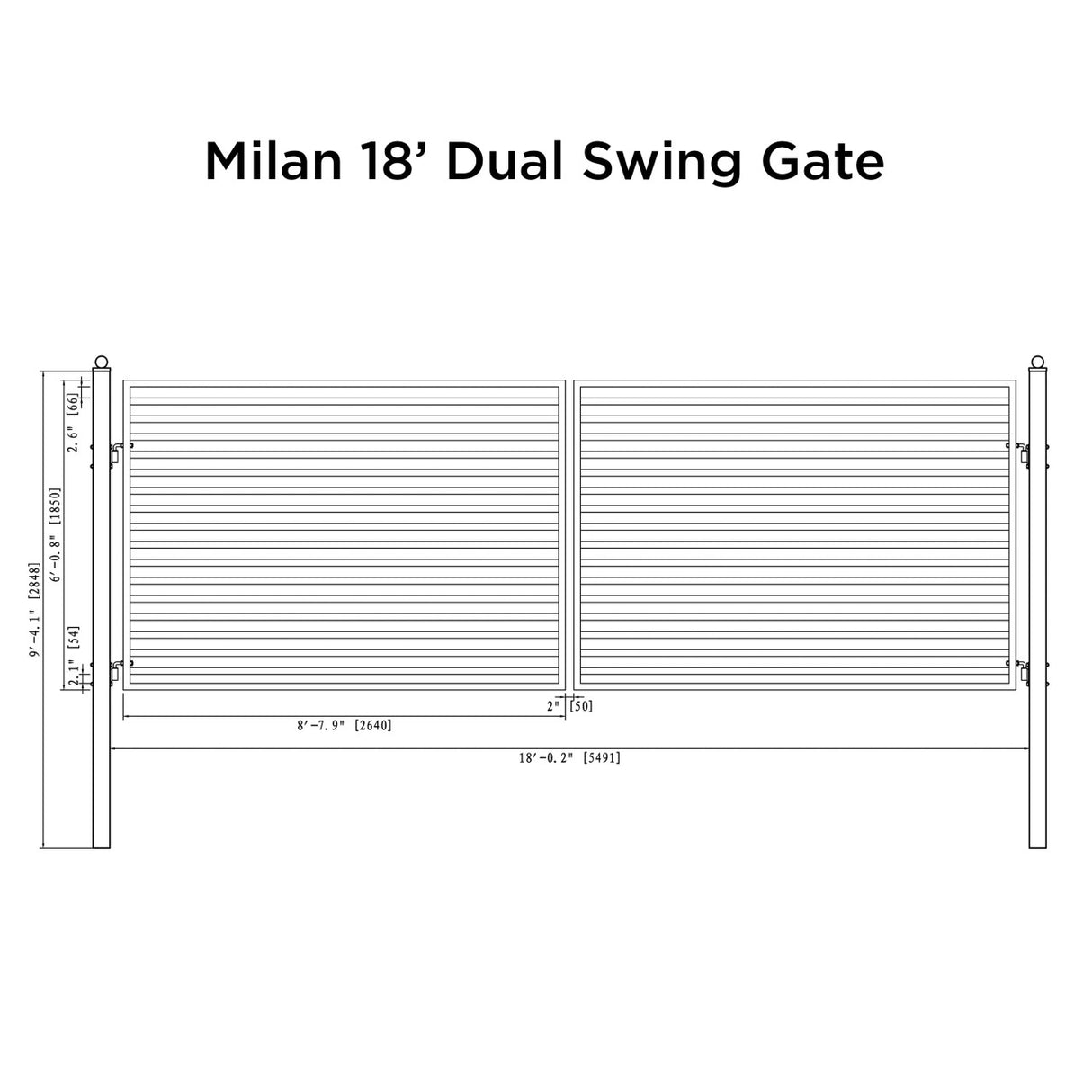 Aleko Steel Dual Swing Driveway Gate - MILAN Style - 18 x 6 Feet