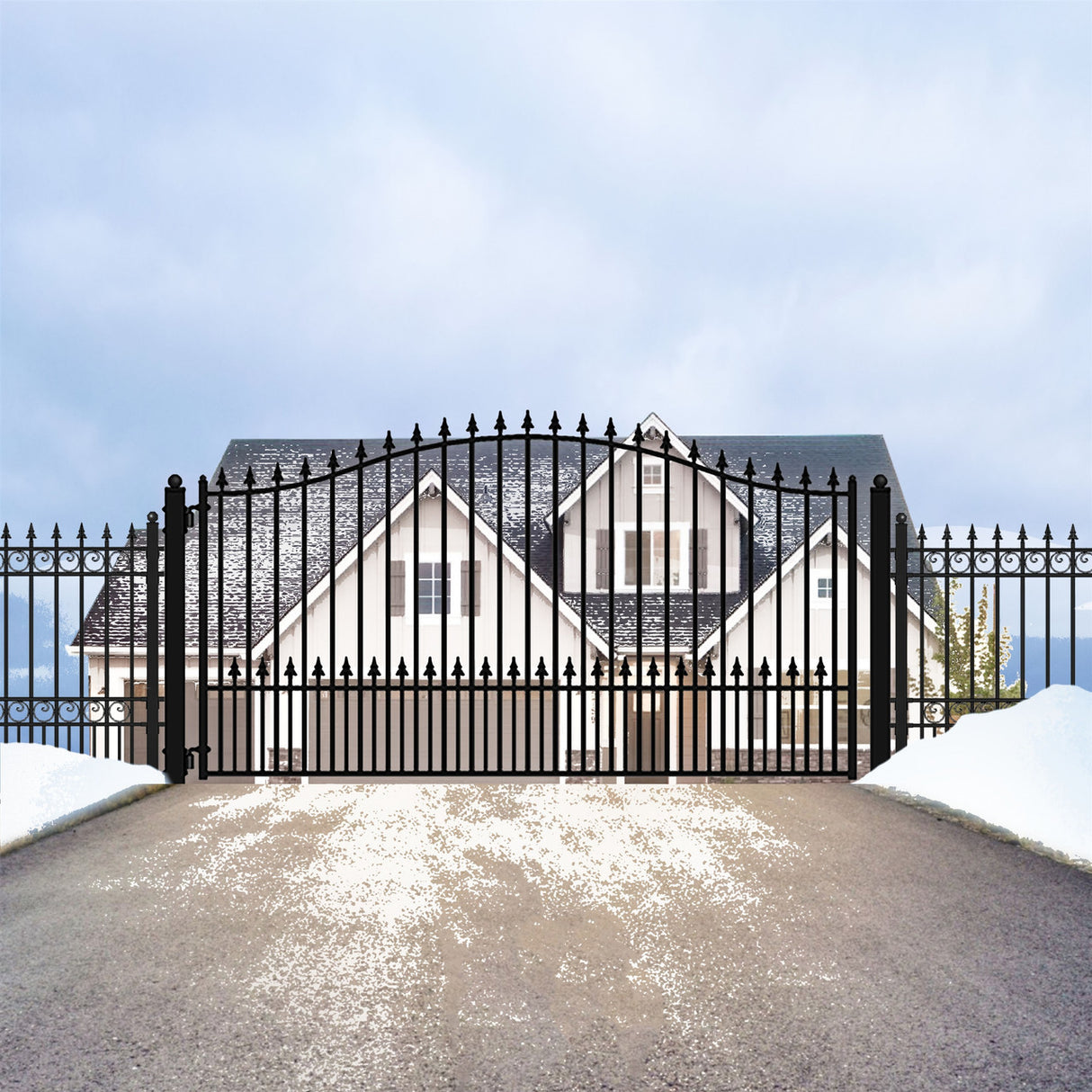 Aleko Steel Single Swing Driveway Gate - MUNICH Style - 18 x 6 Feet